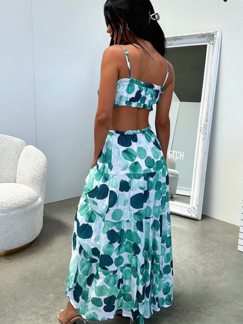 Green Leaf-Print Maxi Skirt — Coordinated Set - Picture 3 of 3